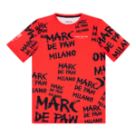 Marc De Paw Orange T-Shirt With Black Brush Stroke Graphics