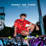 Marc De Paw Orange Shorts with Black Brush Stroke Graphics - Image 4